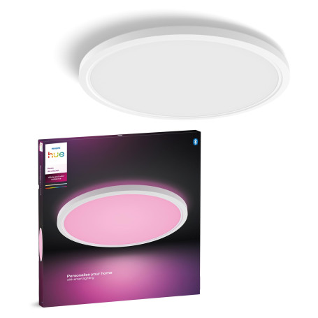Philips Hue Devote Plafonnier Slim, M, 421 mm, Rond, Blanc | White and Colour Ambiance, Smart LED, 23W, Variation Intensité Lumi