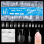 BUTBU 600pcs Capsule Americaine Ongle, 12 Tailles Faux Ongles Lon, Capsules Ongles Gel Couverture Complète pour Prothésiste Ongu
