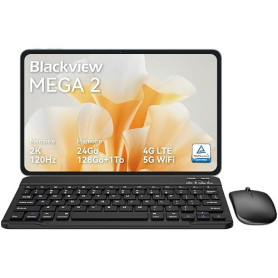 Blackview Mega2 Tablette 12 Pouces Android 15 Tablets, 24 Go de RAM + 128 Go de ROM, 120Hz 2K FHD Tablette de Jeu avec Clavier,