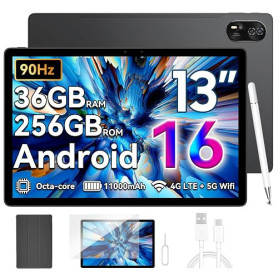 Blackview Mega8 13 Pouces Tablette Android 16,36GB RAM + 256GB ROM/2TB TF,90Hz 2K Tablette Tactile, Octa-Core T620 Tablettes Gam