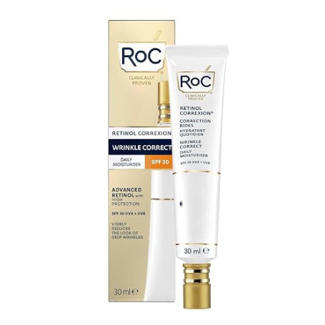 RoC Retinol Correxion Wrinkle Correct SPF 30 – Crème Hydratante Visage avec Filtre Solaire | Soin de Jour Anti-Rides à la Vitami