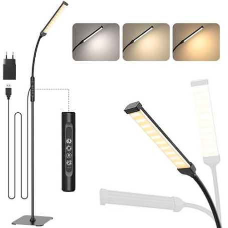 Mojimdo 120 LED Lampadaires, Lampe sur Pied à Commande Tactile [3 modes de couleur et 10 niveaux de luminosité] lampe de lecture