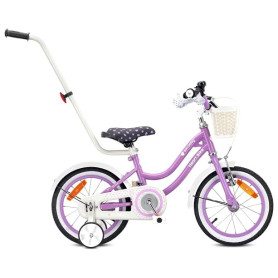 sun baby Heart Bike Vélo Enfant Fille 12/14/16 Pouces 2+ Ans | Roulettes stabilisatrices, barre de poussée amovible, panier, son