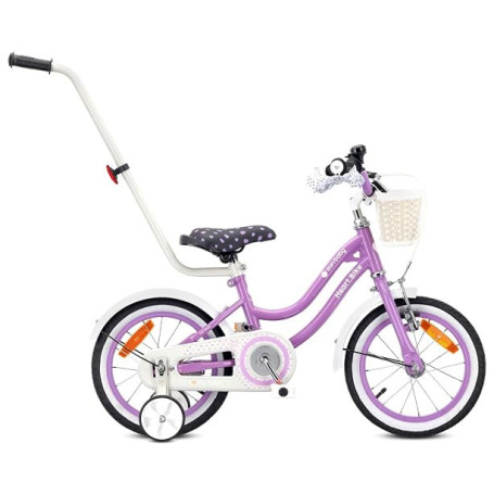 sun baby Heart Bike Vélo Enfant Fille 12/14/16 Pouces 2+ Ans | Roulettes stabilisatrices, barre de poussée amovible, panier, son