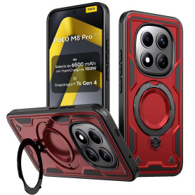 KANSi Coque pour Xiaomi POCO M8 Pro 5G, Militaire Etui Antichoc Housse avec Téléphone avec Anneau et Support - Coques Rouge