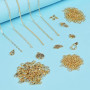 Euakee Lot de 5 rouleaux de chaîne à maillons dorés - Au mètre - Accessoires de fabrication de bijoux avec 50 breloques en acier