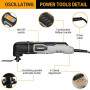 DEKOPRO Outil Multifonction Oscillant 300W: 22000 RPM Scie Oscillante Filaire, 6 Vitesses, Angle d'Oscillation 3°, pour Bois, Pl