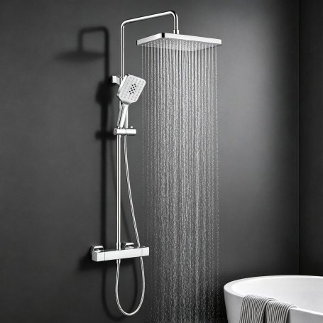 JUSTER Colonne de douche thermostatique,Effet,pluie 28 cm,Colonne de douche | Colonne douche thermostatique, pomme pluie 28cm, 3