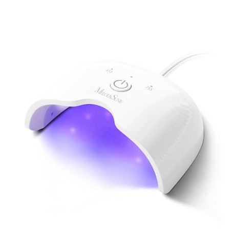 MelodySusie Lampe UV Ongles Gel, P-ART06F Sécheur LED pour Vernis à Ongles | 6W, Compact et Léger, Minuterie 45s/75s, Capteur Au