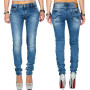 Cipo & Baxx Jean Femme Slim Effet usé Coutures Contrastantes Stretch | Effet usé, coutures contrastantes, multi-poches, jean str