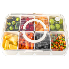 Luxear Snack Box Plateau de Service Divisé, Boîte de Conservation Alimentaire 8 Compartiments Boîte à Goûter Lavable pour Déjeun