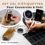 comforder 24 Pots à Épices Verre 120 ml, 336 Étiquettes Françaises, Métal | 2 moulins réglables, 36 couvercles verseurs, marqueu