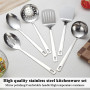 Evanda Ensemble de 6 pièces d’ustensiles de cuisine robustes en acier inoxydable, accessoires de cuisine Home Essentials