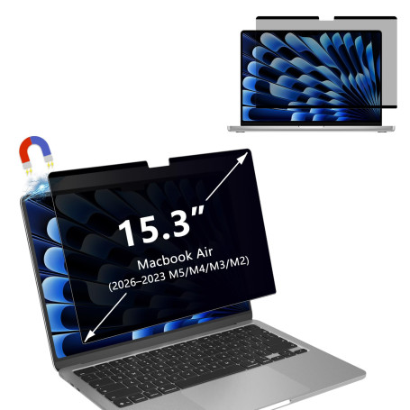 YealRed pour MacBook Air 15 pouces Film de Confidentialité, Magnétique | Mac Air 15 pouces (2026–2023 M5/M4/M3/M2), Protection O
