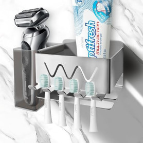KOMABLEN Porte Brosse à Dents Mural, 304 Acier Inoxydable Support Brosse a Dent Electrique, Auto-Adhésif Range Accroche Brosse a