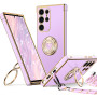 XYZ Coque pour Samsung Galaxy S25 Ultra avec Cordon, Violet | Double Anneau de Support Cœur, pour Filles et Femmes, Coque de Pro
