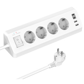 Multiprise Electrique, Multiprise Parasurtenseurs 4 Prises avec 2 Ports USB A+2 Ports USB C, Prise d'angle avec Interrupteur et 