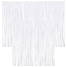 Torytoe 5 Rideau Métallique Tinsel Blanc, Rideaux à Franges en Aluminium | Porte Fenêtre Décoration Rideau Métallique de Frange
