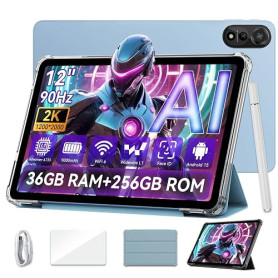 2026 Blackview Tablette 12" Android 15, 36 Go RAM, 256 Go ROM, Bleu | Mega 2 WiFi | Travail/études: Chat IA, Résumé, OCR. 12" 2K