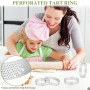 Teokantz 6 Pièces 10 cm Cercle à Pâtisserie, Cercle à Tarte Perforé | 430 Acier Inoxydable, Moule à Tarte, Tartelette, Pâtisseri