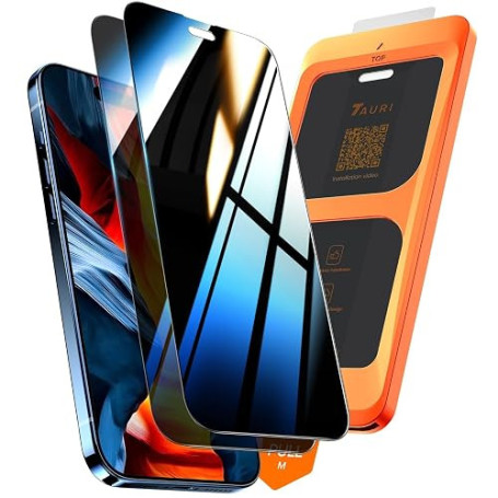 TAURI 2 Pièces Verre Trempé Anti-Espion pour iPhone 16 Pro Max | Dépoussiérage Automatique, Dureté 9H Résistant aux Rayures, San
