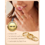 Roheafer 3 Pièces Bagues Femme Plaqué Or 14K Empilables Zircone Cubique - Ensemble de Bagues Minimalistes Alliance Fiançailles P