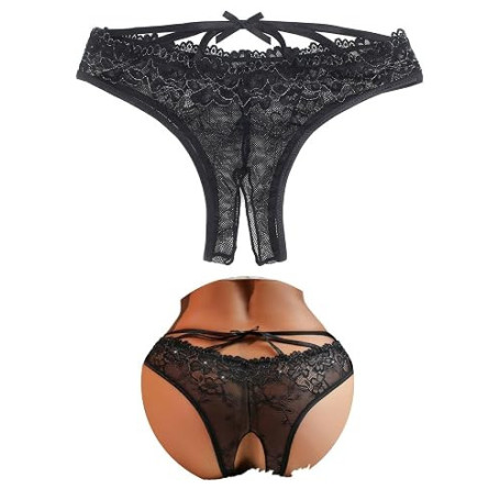 comeondear String Ouvert Femme Sexy Tanga Dentelle Culotte Grande Taille | Fleurs,Chic,Dos Ajouré,Slip Bresilien Respirante,sous