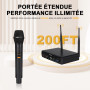 MELONARE Système Micro sans Fil UHF 4 canaux MWM-41-2H2B | 2 micros main, 2 bodypacks, micros casque/cravate, 4 x 10 fréquences,