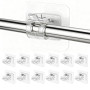 12 Pièces Support Tringle Rideaux sans Percage, Crochet Rideau Adhesifs | Transparent avec Accroche Barre Porte pour Porte-Servi