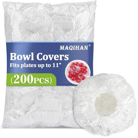 MAQIHAN Lot de 200 couvercles de bol pour la préparation du pain – Emballage en plastique moyen pour la cuisson au levain, élast