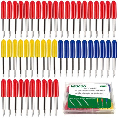 VEGCOO 40PCS Lames à Découper de Remplacement Compatible avec Cricut Explore Air 2/Air 3/Maker 3/Expression, Lames de Coupe 30/4