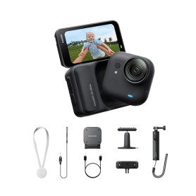 Insta360 GO Ultra Pack Créateur Noir - Caméra Vlog 4K Mains Libres | Appareil photo vidéo POV compact, caméra d'action magnétiqu