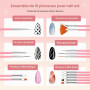 Yokilly Lot de Pinceaux Nail Art, 31 Pcs Pinceau Nail Art Ongles Acrylique | Pinceau Ongle avec 5 Pièces Pinceaux en Silicone Na