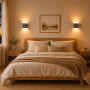 2 x Applique Murale LED Intérieur 7W, 3000K Carrée Applique Murale Chambre | Blanc Chaud Double Fente Lumineuse, Rétro Appliques