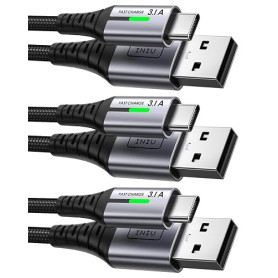 INIU Câble USB C, QC Cable USB A vers USBC Charge Rapide [2m+2m+0.5m] | Nylon Tressé, Charge Rapide, Indicateur LED, pour iPhone