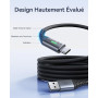 INIU Câble USB C, QC Cable USB A vers USBC Charge Rapide [2m+2m+0.5m] | Nylon Tressé, Charge Rapide, Indicateur LED, pour iPhone