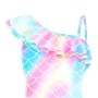 Lito Angels Maillot Fille écailles de Poisson 1 pièce, 3-12 Ans | Motif écailles de poisson arc-en-ciel, Volant au col V, Bretel