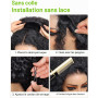 Half Wig Human Hair 20 Pouces Bouclée Perruque Demi Tete 180 Densité Water Wave Glueless Wig 3 In 1 Seamless Flip Over Drawstrin