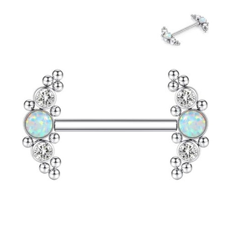 hengkaixuan Piercing pour téton en titane G23 - Calibre 14 - Pour femme - Or rose - Argent - Oxyde de zirconium - 12 - 14 - 16 -