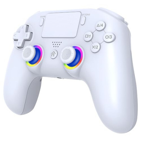 Subsonic - Manette sans Fil pour PS5 et PC - LED RGB - Blanche | Ergonomique, LED Programmables, Fonction Vibration, Pavé Tactil