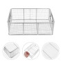 Panier à Frites en Acier Inoxydable Argenté, Grand Modèle Rectangulaire | Poignées Intégrées, Panier de Cuisson en Filet, Usage