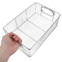 Panier à Frites en Acier Inoxydable Argenté, Grand Modèle Rectangulaire | Poignées Intégrées, Panier de Cuisson en Filet, Usage