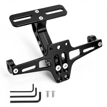 SLIAXINT Support de Plaque Moto Réglable, Porte Moto en Alliage Aluminium | Support de Plaque D'Immatriculation Moto Universel, 