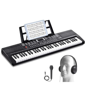 VEVOR Clavier Piano Numérique, 61 Touches, Ensemble Piano à Clavier Électrique Portable, 200 Tons, 200 Rythmes, 60 Chansons de D