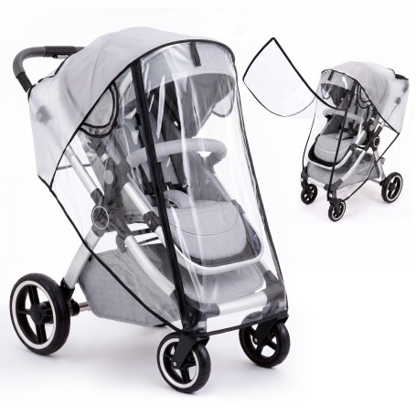 Orzbow Habillage Pluie Universelle pour Poussette, Transparente | Protection Pluie Poussette Universelle avec Porte Enroulable à