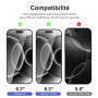 NEW'C Verre Trempé pour iPhone 18 Pro 6,3 Pouces,Vitre Protection Écran | Lot de 3, Transparent, 6,3 pouces, Outil d'installatio