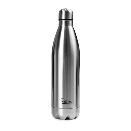 OTTO KONING Gourde Isotherme 1L Inox - Bouteille Thermos Café Thé Sans BPA | Inox 18/8 sans BPA, double paroi sous vide, chaud 1
