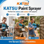 KATSU Pistolet de Peinture Électrique 400W 800ml avec 3 Buses et 3 Modes de Pulvérisation pour Clôtures, Murs, Plafonds, Traitem