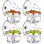 WILPREP Lot de 4 Buffets Chauffants Ronds Chafing Dish Rond 5,5L Chauffe Plat à Combustible en Acier Inoxydable Alimentaire avec