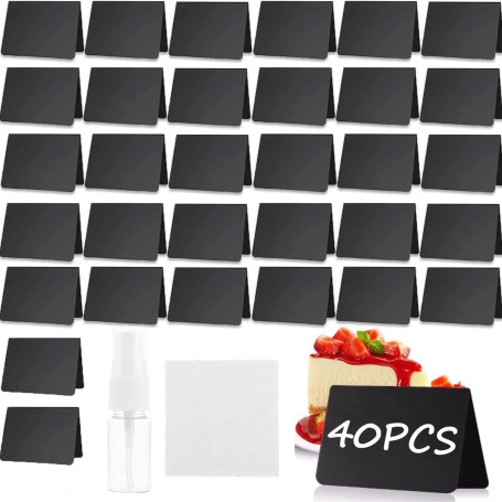 SENENQU Lot de 40 Mini Tableau Noir Avec 12 Stylos de Couleur, Type A - Mini Panneau D'affichage, Petit Tableau Noir pour Boulan
